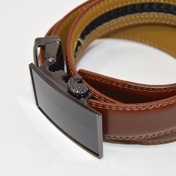 Mio‎ Marino Tartan Linxx Ratchet Belt, Tan Genuine Leather - Picture 3 of 10